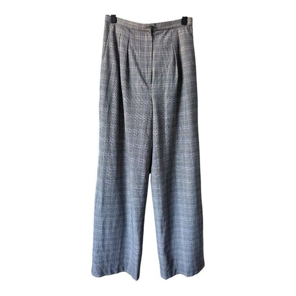 Aritzia Babaton Pleated Straight Leg Houndstooth High Waist Stretch Pants Size 8 - Picture 4 of 6